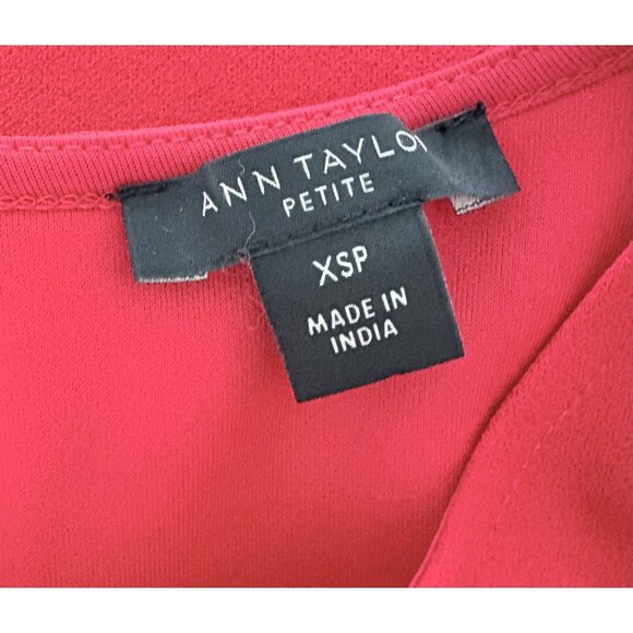 Ann Taylor Petite XSP Red Short Sleeve Blouse With Ruffle Detail - Picture 5 of 5